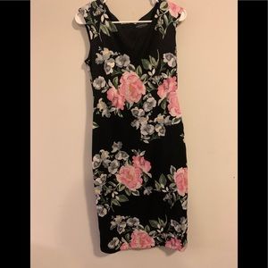 JCPenny Black Dress With Pink Flowers